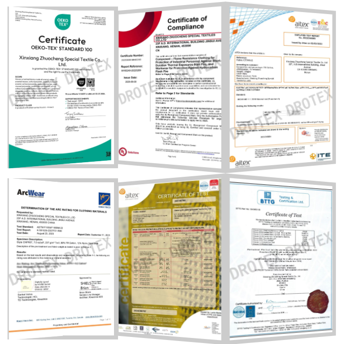 Flame retardant fabric certificate