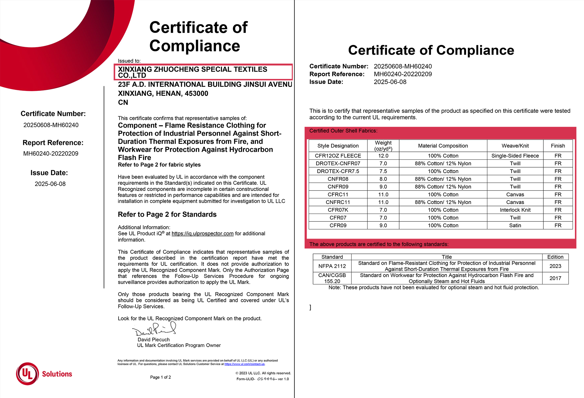 UL Certified DROTEX Flame Retardant Fabric