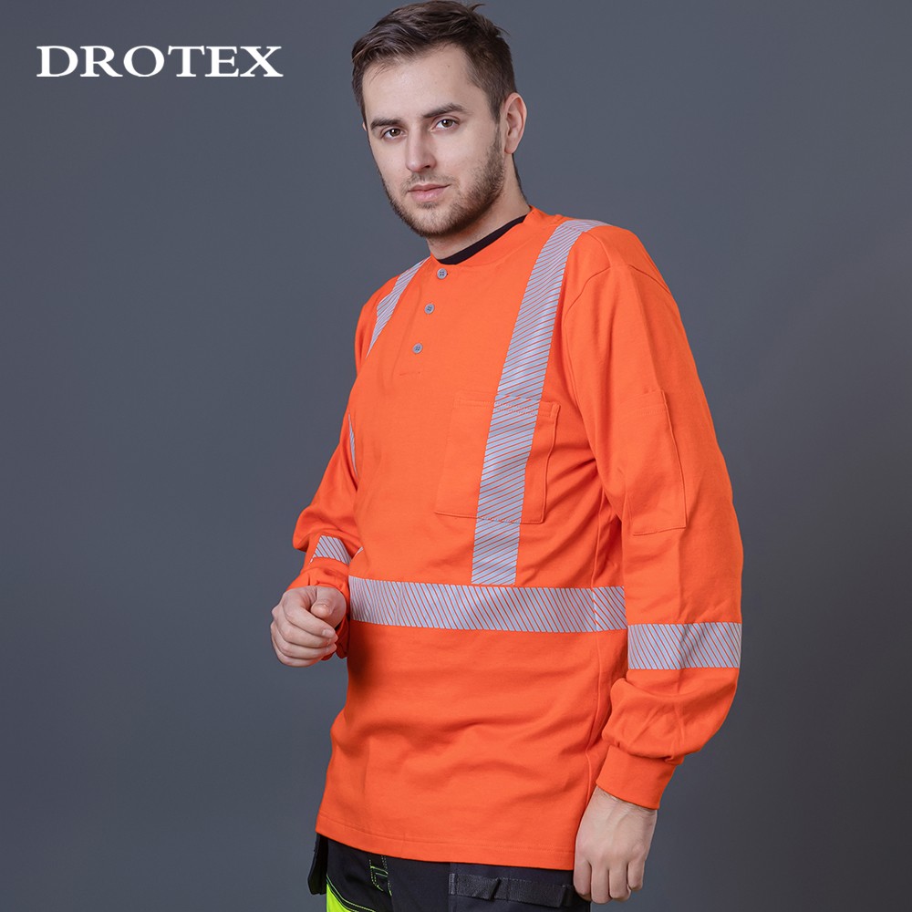 100％cotton Flame Resistant Knitted Reflective Henry Shirt
