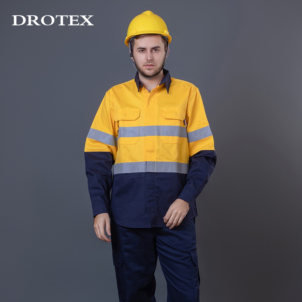 OEM Hi Vis FR Fireproof Reflective Welding And Electrician Workwear Shirt