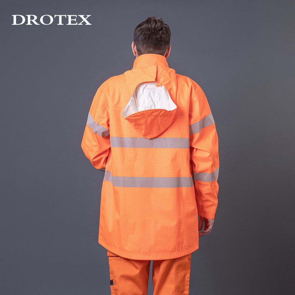 High visibility flame retardant anti-static waterproof 300D Oxford reflective raincoat jacket