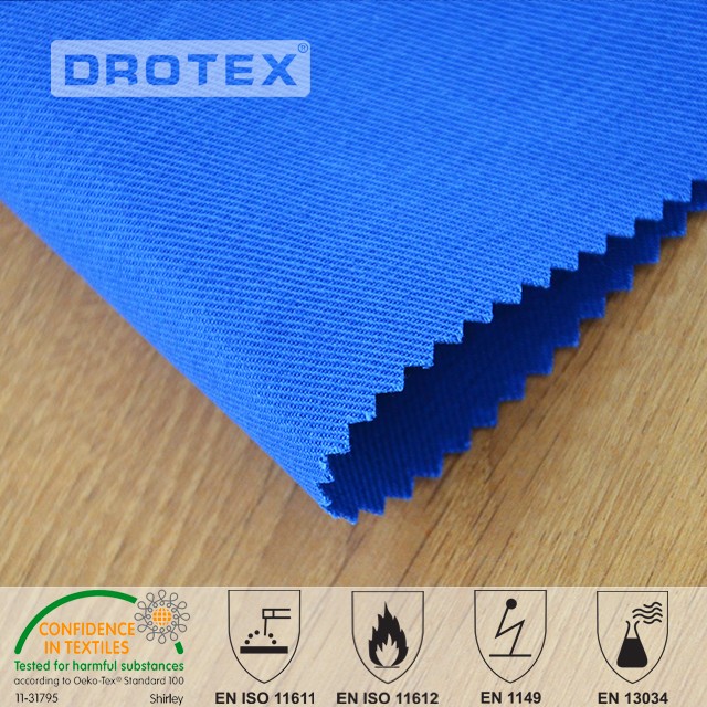 Cotton Polyester 320gsm Flame Retardant Anti Static Satin Fabric