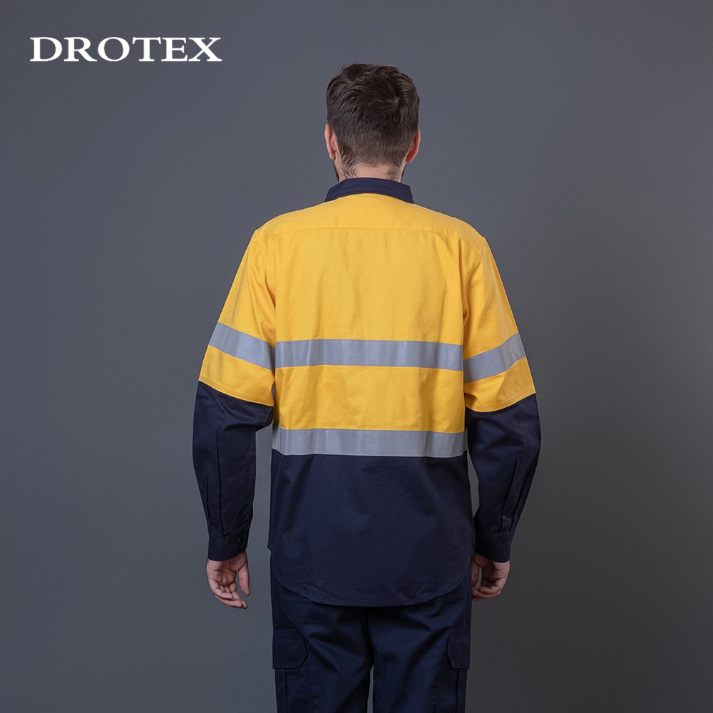 Hi Vis Blue Wear Rough Fireproof OEM Workwear Shirt