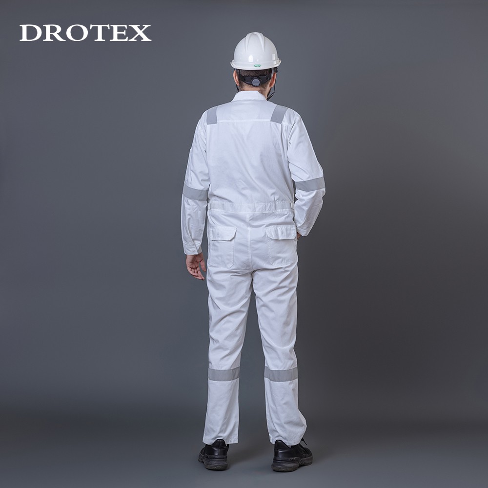 Cotton White Reflective Fire Rated Coverall Working Uniform