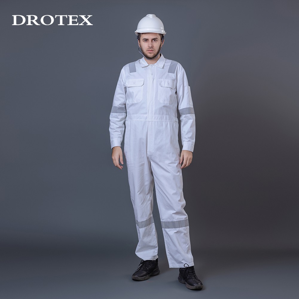 Cotton White Reflective Fire Rated Coverall Working Uniform