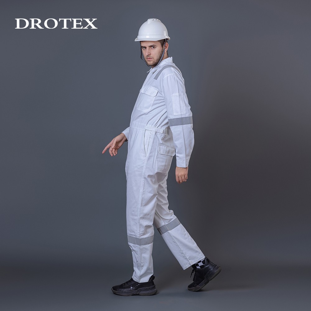 Cotton White Reflective Fire Rated Coverall Working Uniform