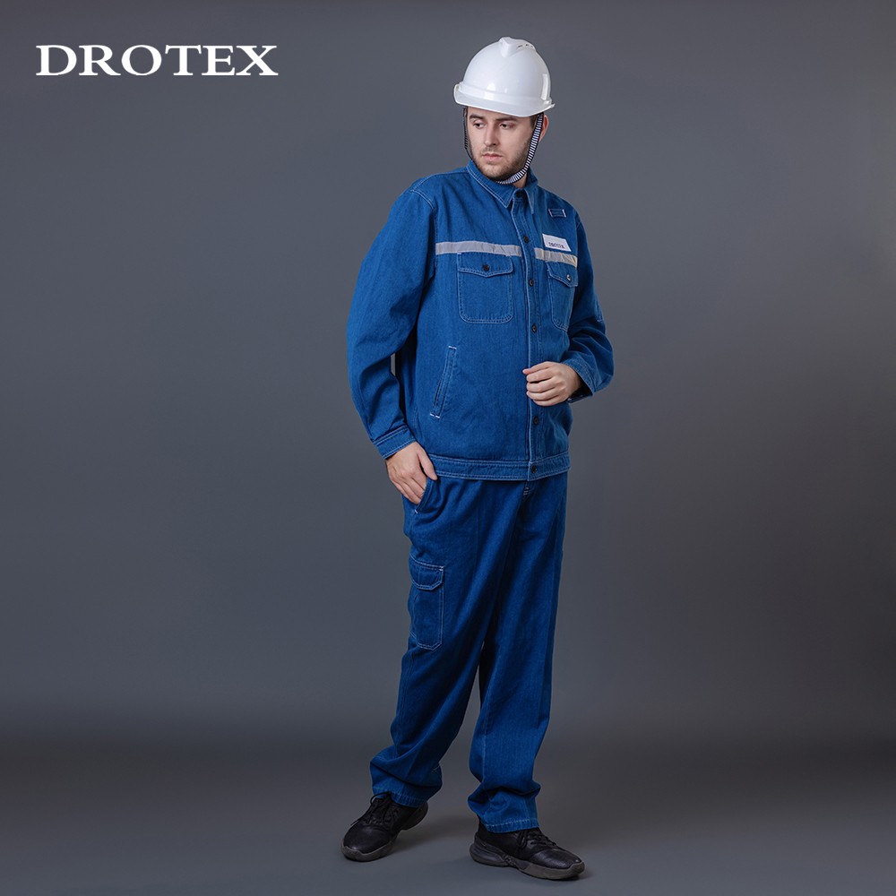 Reflective Flame Retardant Denim Workwear Suite Work Jacket Trousers