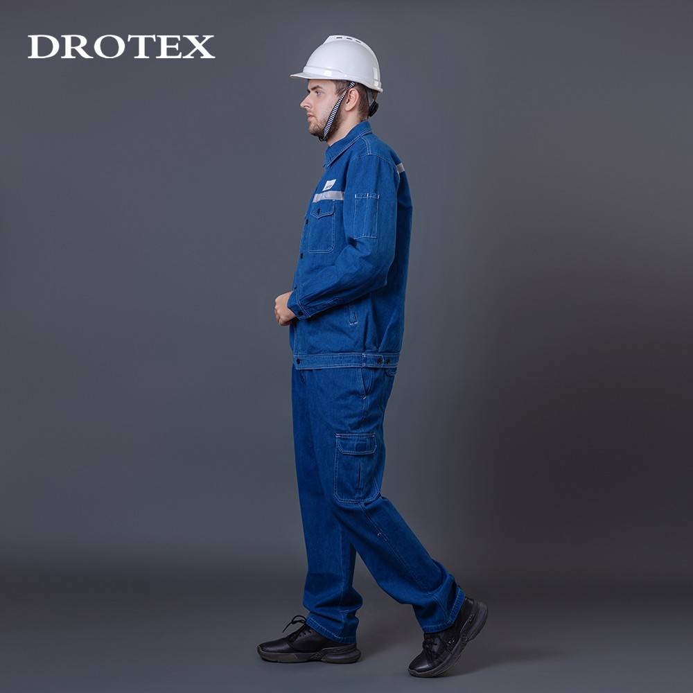 Reflective Flame Retardant Denim Workwear Suite Work Jacket Trousers