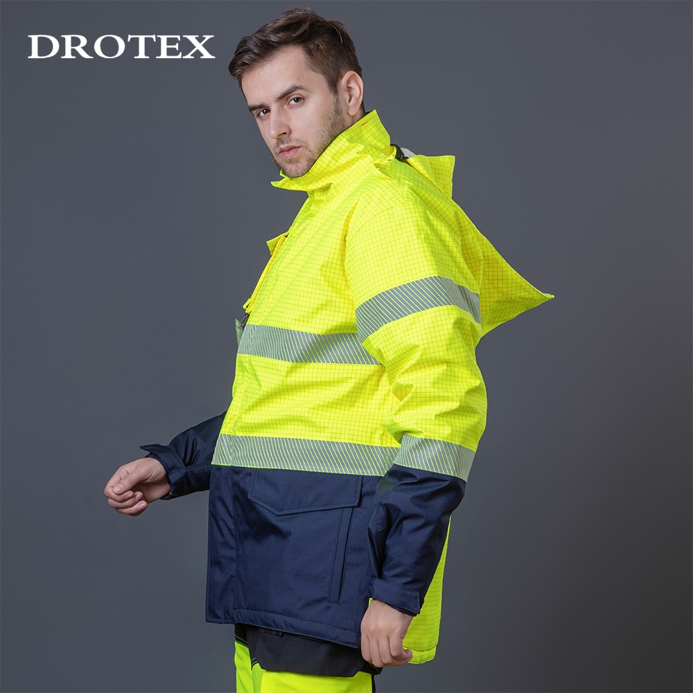 Hi Vis Fire Resistant Water Proof Anti Static Raincoat Work Jacket Workwear