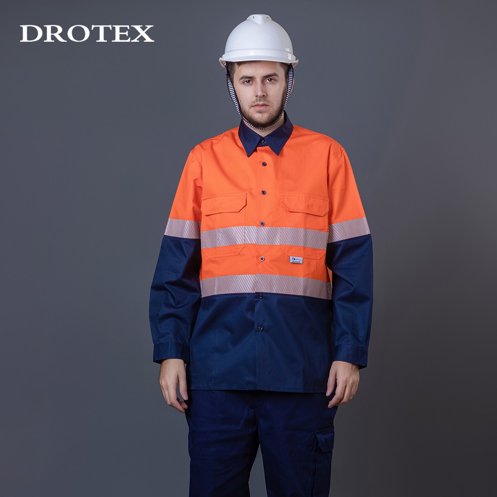 Flame Retardant Reflective Workwear Cotton Polyester Working Shirt