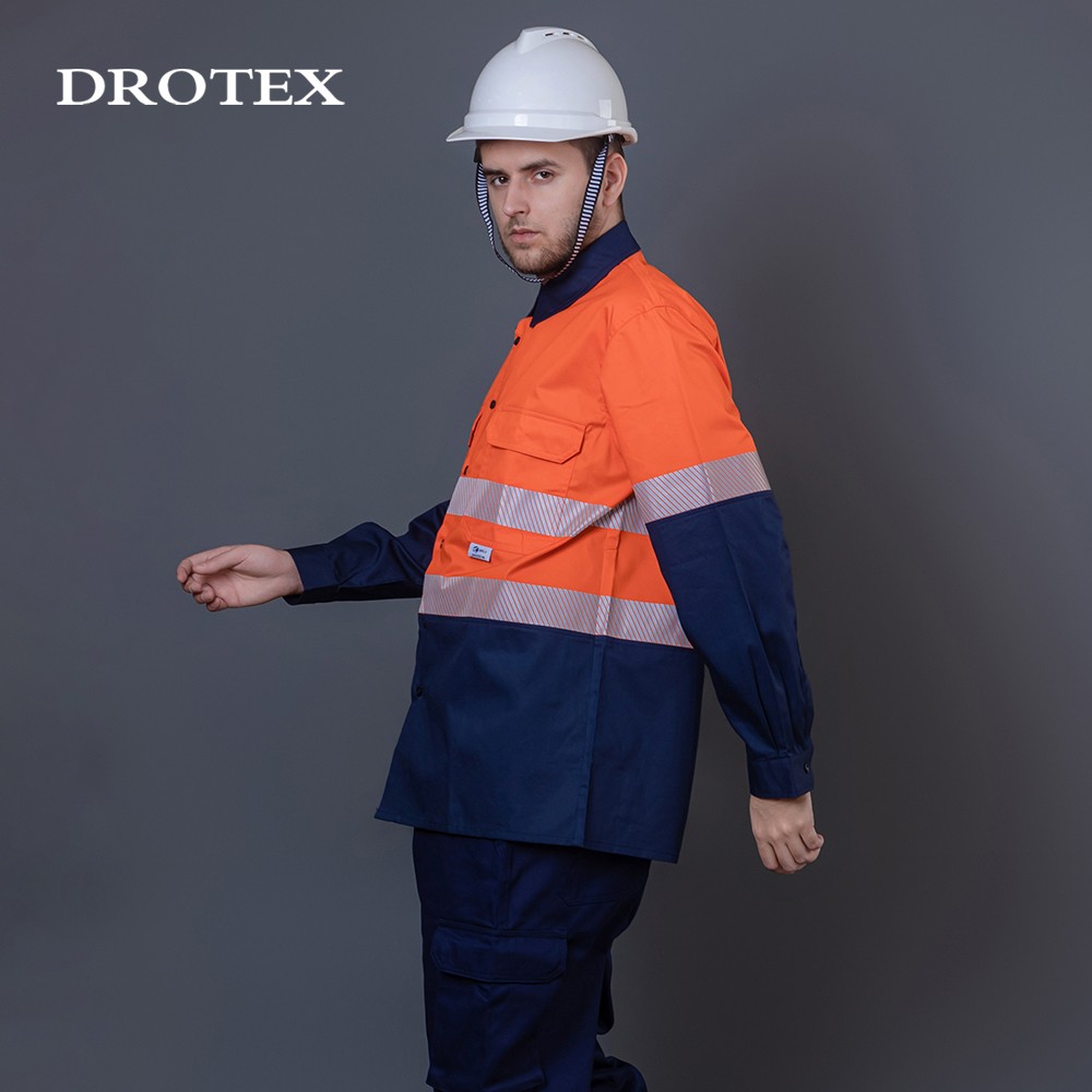 Flame Retardant Reflective Workwear Cotton Polyester Working Shirt