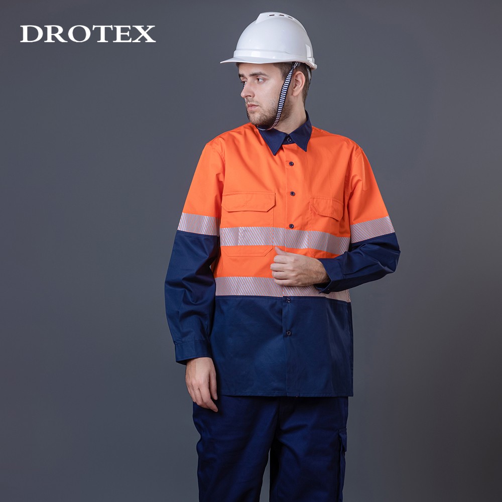 Flame Retardant Reflective Workwear Cotton Polyester Working Shirt