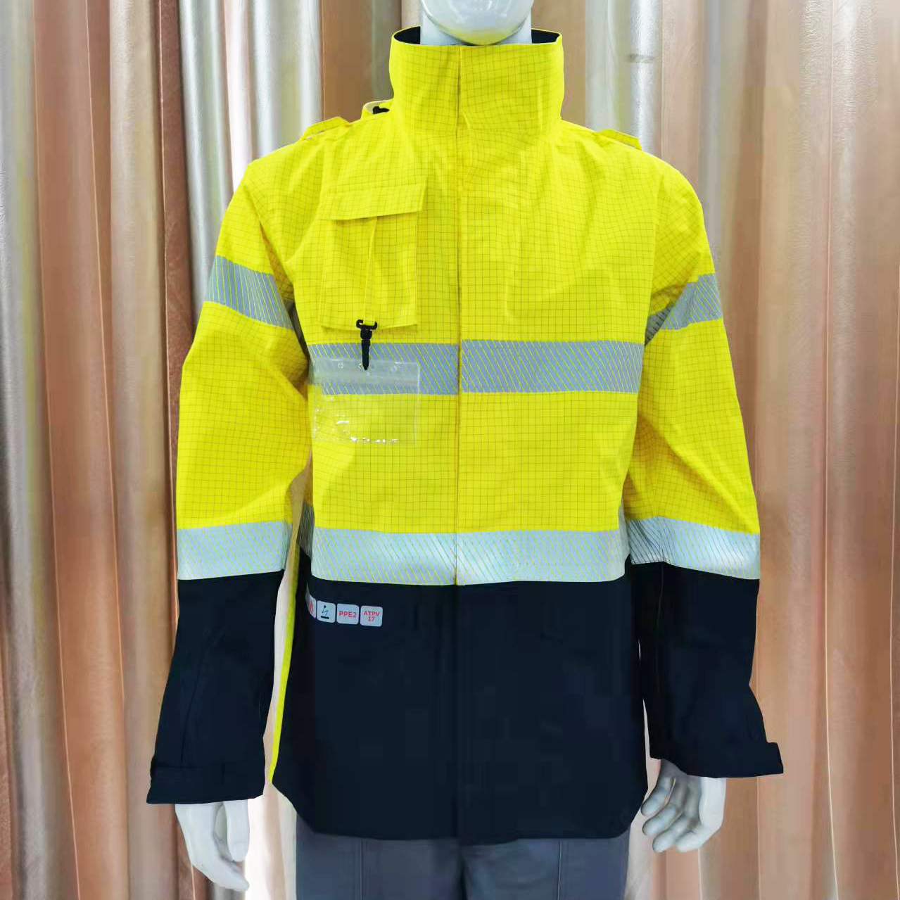 Flame Retardant Antistatic Waterproof HIgh Visible Safety Jacket 300D Oxford